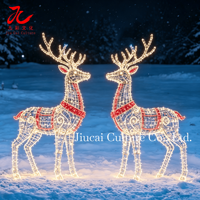 Lumière LED personnalisable en forme de renne 3D en fer, étanche pour l'extérieur, idéale pour la remise des diplômes, Thanksgiving, Noël, sculpture pour jardin et cour.