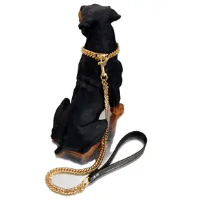 개인화 된 개 목걸이 하드웨어 디자이너 럭셔리 스테인레스 스틸 헤비 듀티 골드 쿠바 링크 개 체인 칼라 금속 버클