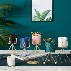 Stoples sendok garpu buah keramik butir emas, produk baru-elegan bingkai logam pemegang untuk makanan penutup dan pisau untuk penggunaan Dapur - Product Image 2