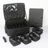 Valises de maquillage professionnelles, boîte à cosmétiques et tatouages, grand format, sur roulettes, sac de voyage pour maquillage avec roulettes à 360° °   Roues pivotantes noires