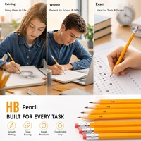Crayon avec gomme intégrée, logo personnalisé OEM, écriture fluide, pour cadeaux promotionnels scolaires et de bureau