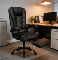 Chaise de bureau exécutive haut de gamme en cuir, ergonomique, avec repose-pieds, chaise d'ordinateur en cuir PU pour dirigeant