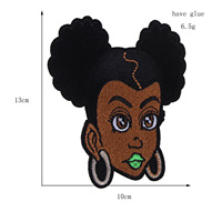 Patch de broderie de fille noire à la mode Applique de broderie pure Patch thermocollant pour jeans et chemises pour artisanat