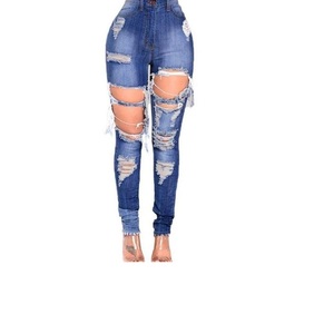 Pantalones Vaqueros de mujer de alta calidad, precio al por mayor de fábrica, pantalones vaqueros rasgados informales de pierna ancha y cintura media personalizados, pantalones vaqueros rasgados para mujer - Product Image 6