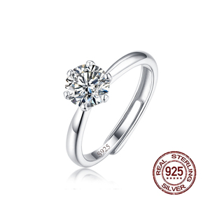 Anillo de Compromiso Deslumbrante de Zirconia Cúbica y Plata Esterlina 925 Ajustable para Parejas, Joyería para Bodas y Compromisos para Hombres y Mujeres - Product Image 2