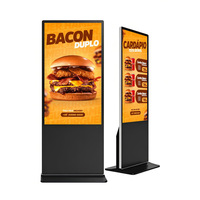 Kios Digital Poster Lantai Dalam Ruangan 55-Inci, Layar Sentuh Kapasitif 4K, Animasi CMS Android WiFi SDK untuk Periklanan