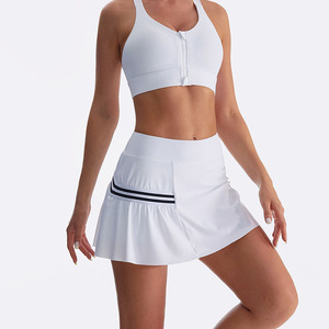 Lady Summer Golf <span class=keywords><strong>Tennis</strong></span> <span class=keywords><strong>2</strong></span> en 1 Falda plisada a rayas de secado rápido Falda de béisbol de bádminton Pickleball de alta calidad con bolsillo - Product Image 5