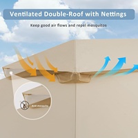Luxuriöser 10x12 ft Hardtop-Pavillon mit Netzvorhängen, Robuster Stahl-Doppeldach, Verzinkter Outdoor-Sichtschutz, Gartendekoration