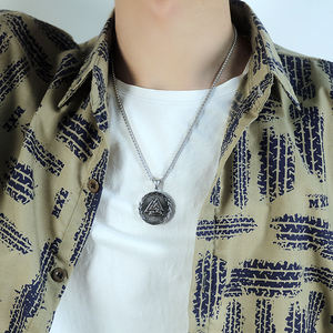 Hip Hop Amulet Perak Norse <span class=keywords><strong>Viking</strong></span> Retro Segitiga Rune Segitiga Liontin Kalung Pria Perhiasan - Product Image 6