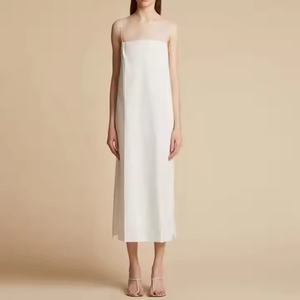 Robe longue midi décontractée et élégante pour femmes, 100% lin, écologique, motif uni, pour les fêtes de printemps et les adolescentes - Product Image 1