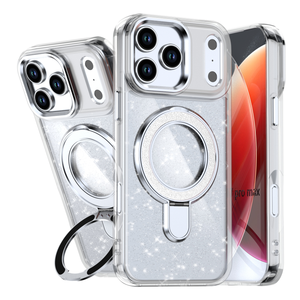 Funda de Teléfono de Lujo Personalizable con Soporte Magnético, Estilo Europeo Americano, con Purpurina, TPU y PC, Anti-Caídas, para iPhone 17 16 - Product Image 5