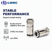 Connecteur LWMC N mâle à sertir pour câble LMR400 et 1 mm², 2 broches, sans soudure, jusqu'à 6 GHz, VSWR 1.30 max.