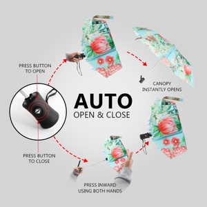 Wholesale Custom Logo <b>Windproof</b> 3-Fold Pongee <b>Umbrella</b> Modern Design Full Print Automatic Fold Fashion Business Gifts OEM ODM - Product Image 4