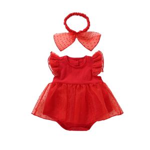 Vêtements d'été pour bébé, robe sans manches en dentelle de haute qualité, col rond, robe de baptême, cadeau, robe unie pour bébé fille - Product Image 1