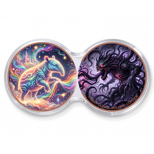 Moneda de cobre puro 999 de 1 oz con impresión UV hidráulica, diseño de Tapir vs Demonio, juego de monedas de la lucha entre el bien y el mal, medalla coleccionable con relieve 3D - Product Image 1