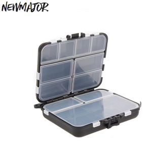 NEWMAJOR Caja de Almacenamiento Rígida para Señuelos de Pesca, de Plástico PP Negro, 12x10x3cm, con Compartimento Extraíble para Uso en Exteriores - Product Image 1