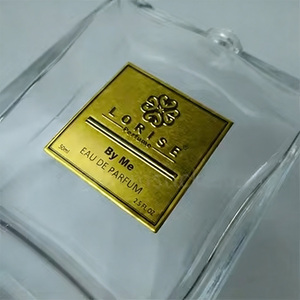 Impresión de personalización Vintage sin MOQ autoadhesivo pegatinas de Metal en relieve botella de Perfume de vino tinto etiquetas de aluminio impresas - Product Image 1