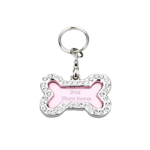Elegante Medaglietta per Cani in Metallo con Diamanti Incisi e Anello per Guinzaglio - Accessorio e Ornamento Premium per Animali Domestici - Product Image 1