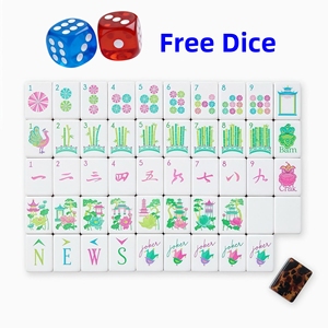 En stock: Juego de 160 fichas de Mahjong de lujo de acrílico grabado de 4 capas con estampado de leopardo y tortuga, de 1.24*0.91*0.63 pulgadas, con brillo americano. - Product Image 2