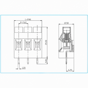 Phong cách châu âu ô tô 5.08 mét Pitch in bảng mạch Trái Đất khối thiết bị đầu cuối 300v15a xoắn ốc nối Brass tin mạ - Product Image 5