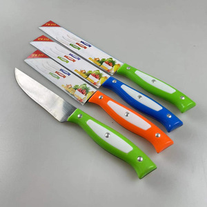 Stainless Steel Knife Set 6 Inch 3 Piece Colorful Handle Kitchen Fruit Vegetable Cutter Straight Edge Polished Blade - Product Image 3