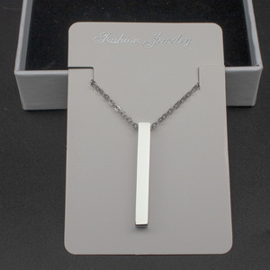 PVD Gold Plated Stainless Steel Four-Sided 3D Bar Pendant Necklace With O Link Chain Engravable With Fiber Laser Machine - Product Image 5