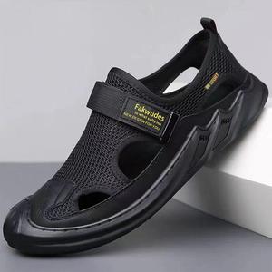 Sandales plates antidérapantes personnalisables grande taille pour hommes, chaussures décontractées d'été pour la plage, <span class=keywords><strong>sabots</strong></span> respirants en maille à semelle souple pour l'extérieur - Product Image 2