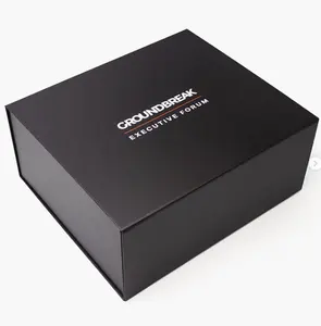 Caja de cartón magnética con forma de libro, color negro, para regalo, Impresión de logotipo personalizado, UV