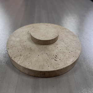 घरेलू सजावट हस्तनिर्मित गोल ट्रैवटाइन बाउल बेज ट्रेवटीन सेवारत ट्रे - Product Image 4