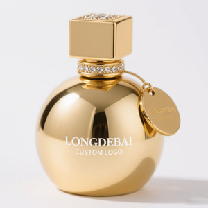 New Electroplating <b>Perfume</b> <b>Bottle</b> 30ml 50ml 100ml Round <b>Perfume</b> Glass <b>Bottle</b> with Metal Cap Custom logo Gold <b>Perfume</b> <b>Bottle</b> - Product Image 1