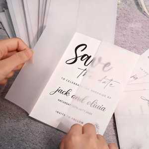 Prix d'usine – Nouvelle carte d'invitation de mariage de luxe écologique avec enveloppe, faite à la main en papier vélin semi-transparent, pour anniversaire et Nouvel An - Product Image 3