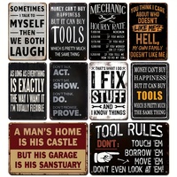 Mechanic Garage Metal Tin Sign Retro Ik Repareer Dingen En Ik Weet Dingen Wanddecoratie voor Man Cave Garage Werkplaats Decoratie