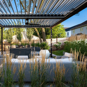Pergola et gazebo en aluminium d'extérieur personnalisés avec toit à lames, marque <span class=keywords><strong>Airfun</strong></span>, facile à assembler, décorations de jardin - Product Image 5
