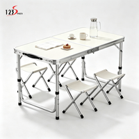 Table de pique-nique personnalisée en aluminium, imperméable et ignifuge, moderne, réglable en hauteur, pliable, avec 4 tabourets