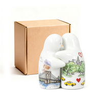 Salières et poivrières en céramique faites à la main, motif ours, finition brillante, pour herbes et épices, pots de condiments de table