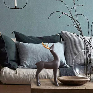 تماثيل حيوانات سيراميكية حديثة باللون الأسود والذهبي، زخرفة منزلية على الطراز الاسكندنافي، تمثال غزال للعائلة لتزيين غرفة المعيشة ورف الكتب - Product Image 5