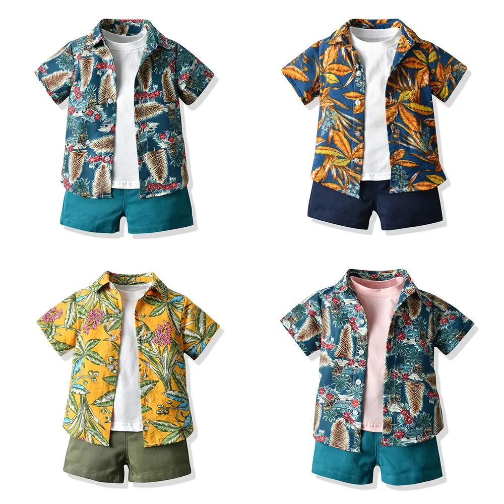 Pantaloncini e t-shirt in cotone Hawaii da spiaggia set di abbigliamento per neonati