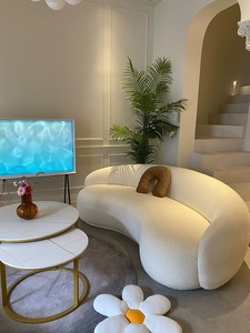 Ensemble de canapé en tissu de patte de chat de style crème de forme irrégulière pour petits salons Chambres <span class=keywords><strong>d</strong></span>'hôtes pour <span class=keywords><strong>la</strong></span> réception Zones Internet Éponge - Product Image 4