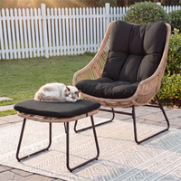 Fauteuil Papasan en osier pour extérieur, chaise longue de lecture avec repose-pieds pour salon, chambre, balcon, véranda