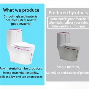 Inodoro de Cerámica de Una Pieza, Moderno y de Lujo, con Detalles en Dorado, Descarga por Sifón, para Baño de Hotel, Villa u Hogar Moderno - Product Image 2