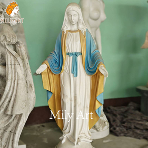 Ingrosso bella statua di <span class=keywords><strong>marmo</strong></span> di alta qualità di Maria con 12 stelle e cappotto blu - Product Image 5