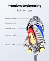 Kabel PD USB-C Cerdas Cepat 10 kaki, pengisi daya kepang nilon 60W 3 kaki 6 kaki 10 kaki, perangkat Android kompatibel dengan tegangan 3A 5V 5A