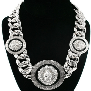 Joyería de Hip Hop, cabeza de león con colgante de corona, collares de cristal helados con cadena cubana Curb para joyería para hombre - Product Image 6