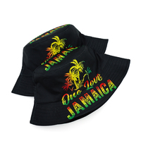 Venta caliente Sun Travel Outdoor Panama Cap Sombreros de pescador de doble cara Rasta One Love Letter Pattern Jamaica Printing Bucket Hat