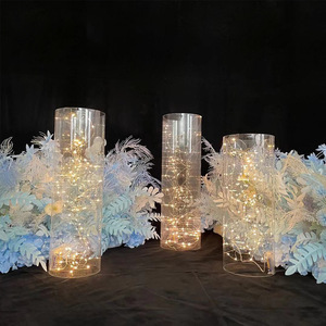 Colonna di visualizzazione della decorazione di nozze del cilindro acrilico della Base rotonda acrilica del piombo della strada per matrimoni e banchetti - Product Image 2