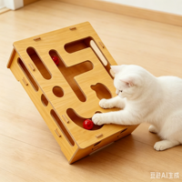 Boîte d'enrichissement et de divertissement pour chat la plus vendue, boîte à griffoir en bois, alternative anti-stress au labyrinthe, jouet pour chat