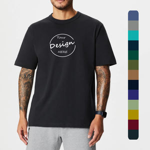 เสื้อยืดโอเวอร์ไซส์สำหรับผู้ชาย350ก. เสื้อโชว์ไหล่คอเสื้อเข้ารูปเสื้อผ้าแนวสตรีทแวร์ผ้าฝ้ายเฮฟวี่เวทสไตล์ลำลอง - Product Image 1