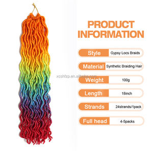 Parrucca da donna 18 pollici 100g in capelli sintetici, stile Gypsy Faux Locs, per intrecciare, con ricci a farfalla altamente naturali - Product Image 6