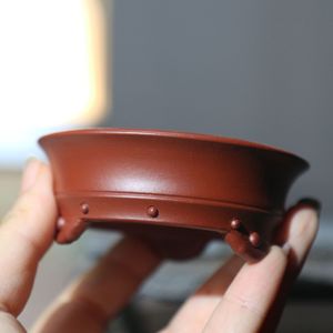 กระถางดอกไม้ดินเผาสีม่วงขนาดเล็ก กระถางบอนไซทำมือ ขนาดตั้งโต๊ะ - Product Image 1