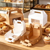 Boîte à pâtisserie en papier kraft avec fenêtre, boîte à emporter portable pour gâteaux et desserts, impression personnalisée prise en charge